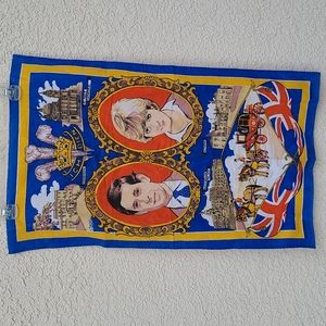 Vintage Commemorative Royal Wedding Tea Towel Charles & Diane